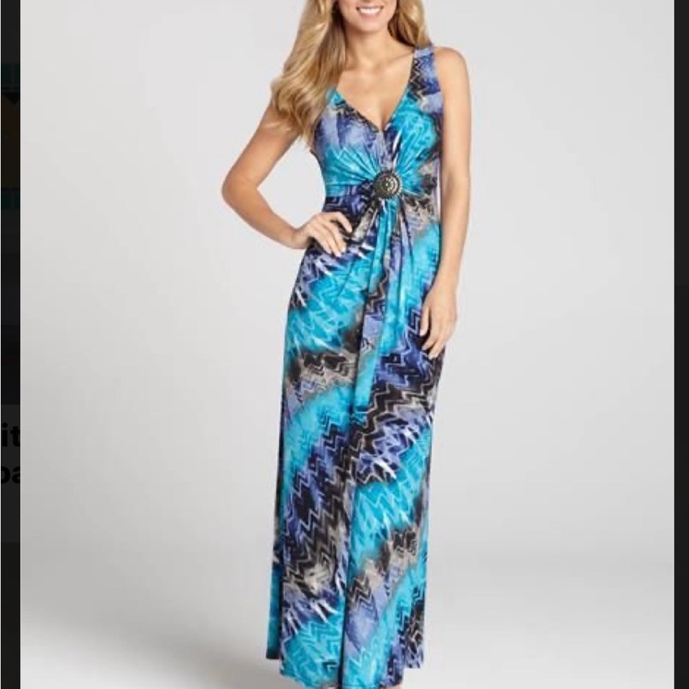 DRAPERS & DAMONS Vintage Vibrant Blue and Black Maxi Dress